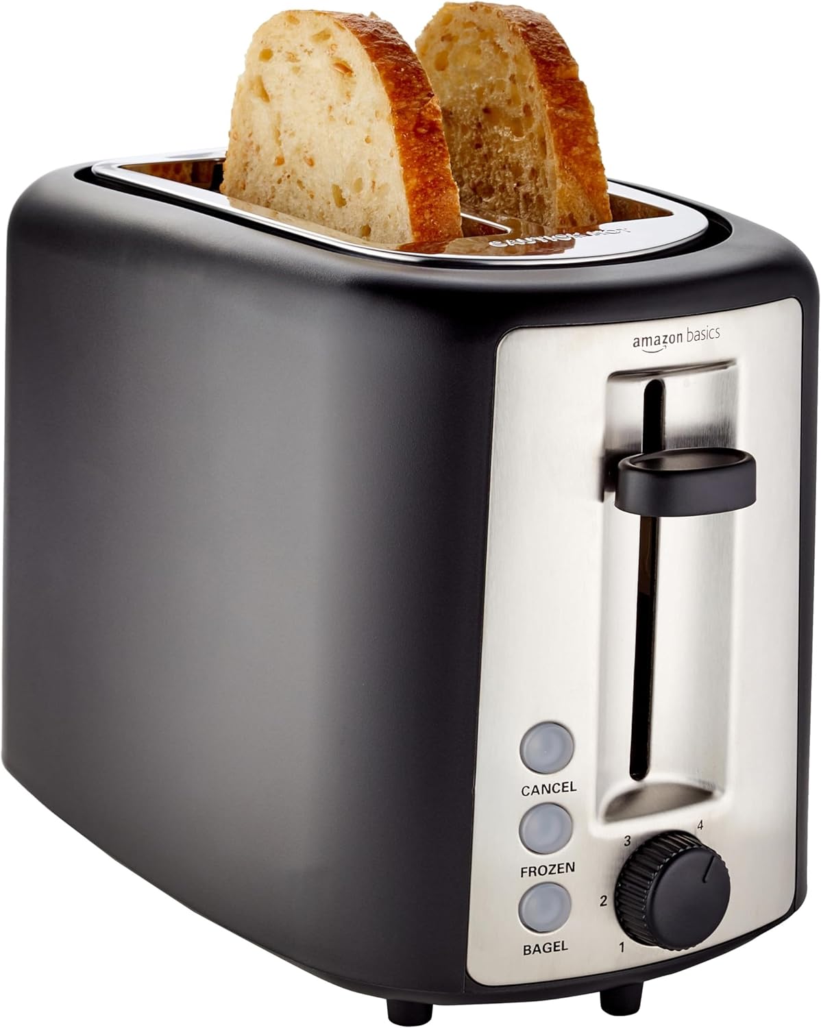 2 Slice Toaster, with 6 Browning Settings, Extra Wide Slots for Bagels and Special Breads, Removable Easy-To-Clean Crumb Tray, Cancel/Defrost/Bagel Buttons, 900W, Black & Silver